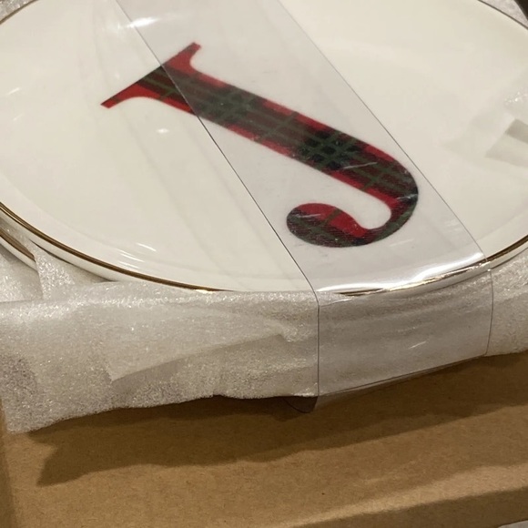 Caskata Tartan Set of 4 Initial J Christmas Holiday Appetizer Plates, Set of 4 - Picture 4 of 5